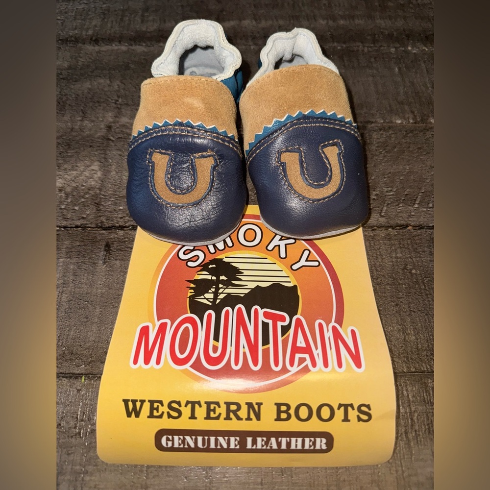 Smoky Mountain Kids Leather Walker Shoes - Blue and Tan